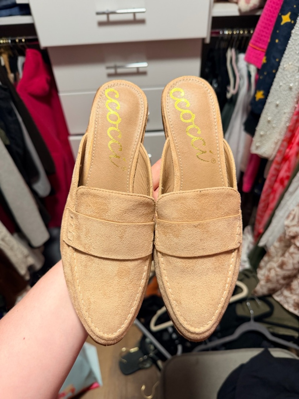 CCOCCI Tan Suede Slip-On Mule Loafers